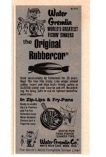 1974 WATER GREMLIN ORIGINAL RUBBERCOR FISHING SINKERS PRINT AD, VTG TACKLE, AD