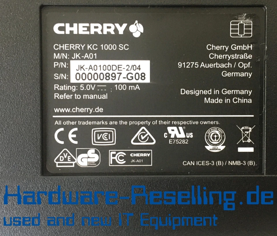 Cherry KC 1000 SC Smartcard Reader QWERTZ Deutsch Schwarz USB JK-A0100DE-2 - Bild 3 von 3