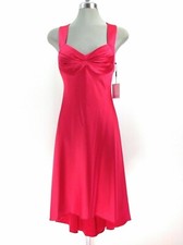 CALVIN KLEIN ELECTRIC HOT PINK SATIN FIT&FLARE DRESS SIZE 2