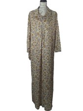 Vtg. Montgomery Ward Retro Floral Mid Zip Up House Coat / Nightwear Size XL