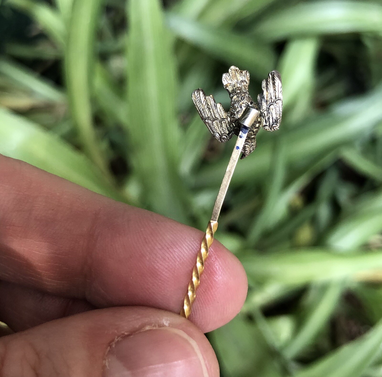 ANTIQUE 9k ct gold clustered turquoise garne… Gem