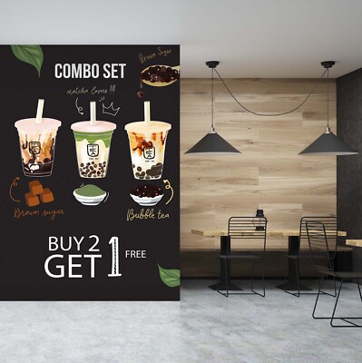 3D Fresh Bubble Tea A6361 Business Wallpaper Wall Murals Self-adhesive Commerce