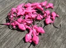 1/16 oz Lead Fishing Jigs- Shad Head High Gloss Hot Pink Lot of 30 K44
