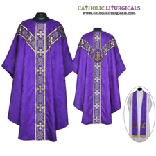 VIOLET Gothic vestment & stole set,Gothic chasuble,casula,casel ,IHS ,NEW