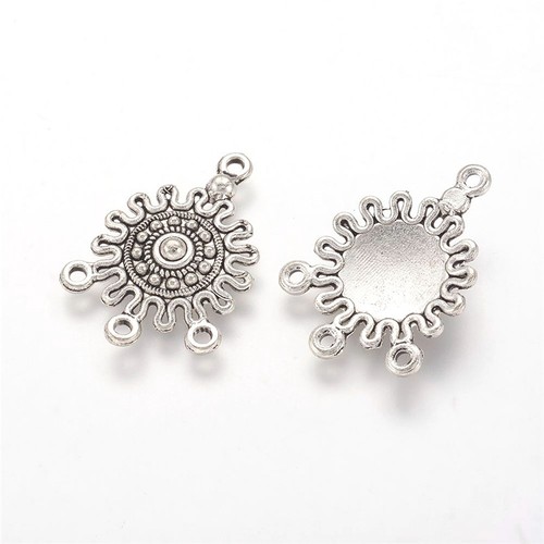 10pcs Tibetan Alloy Sun Chandeliers Dangle Earring Findings Antique Silver 26mm - Picture 2 of 2
