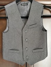 Boys Button Up Dress Vest Size 7 Grey 3 Decorative Pockets