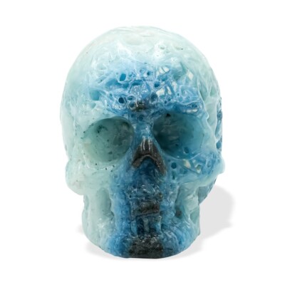 Blue Ice Glacierite Hand-Carved Skull 25-30 mm