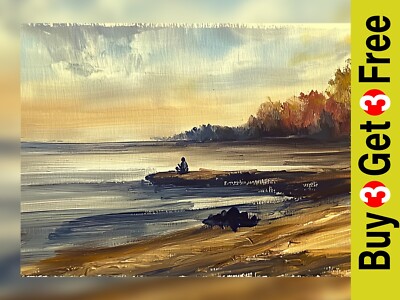 Solitary Sunset Moment 5''x7'' Druck auf mattem Papier | Friedliche Wasserreflexion