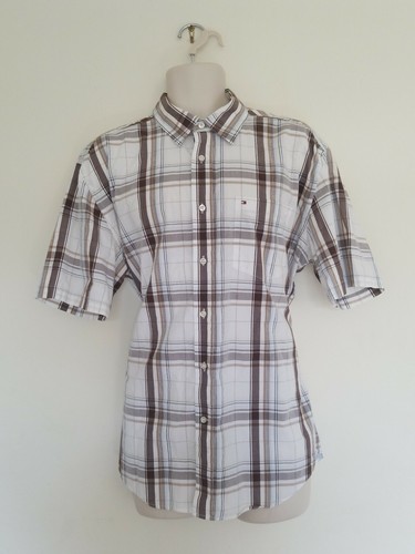Para hombres Camisa Tommy Hilfiger De Botones Blanco Con Rayas Talla Grande  | eBay
