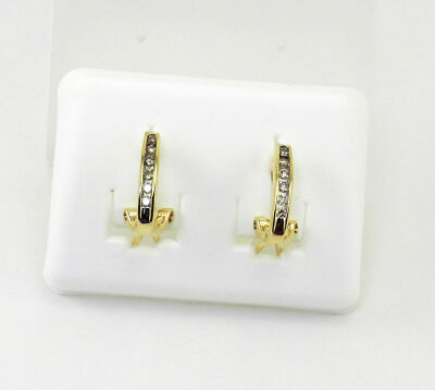 Ohrringe 0,20 TCW DIAMANTEN 14K GELBGOLD OMEGA BACK HANDGEFERTIGT NEU # P50