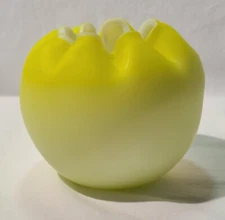 Vintage Yellow Rose Bowl  Vase Art Cased Glass  Hand Blown