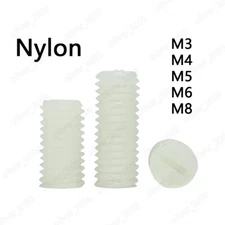 White Nylon Slotted Set Screws With Flat Point DIN551 M3 M4 M5 M6 M8