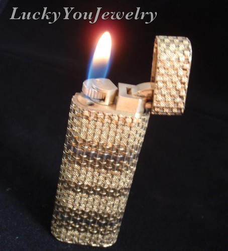 Rare Vintage Authentic Cartier Solid 18K Gold Basket Weave Cigarette  Lighter | eBay