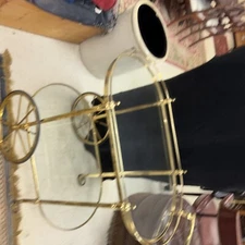 Vintage MCM BRASS & Glass Tea/ Bar Serving Cart