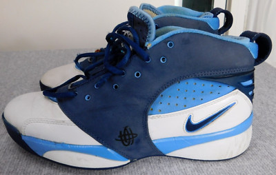 Nike Alpha Huarache 64 Mens 8.5 White Navy Basketball Shoes Dirk Nowitzki