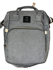 Backpack Diaper Bag LAND Brand Gray Multi Compartments Travel Canvas Baby NEW 