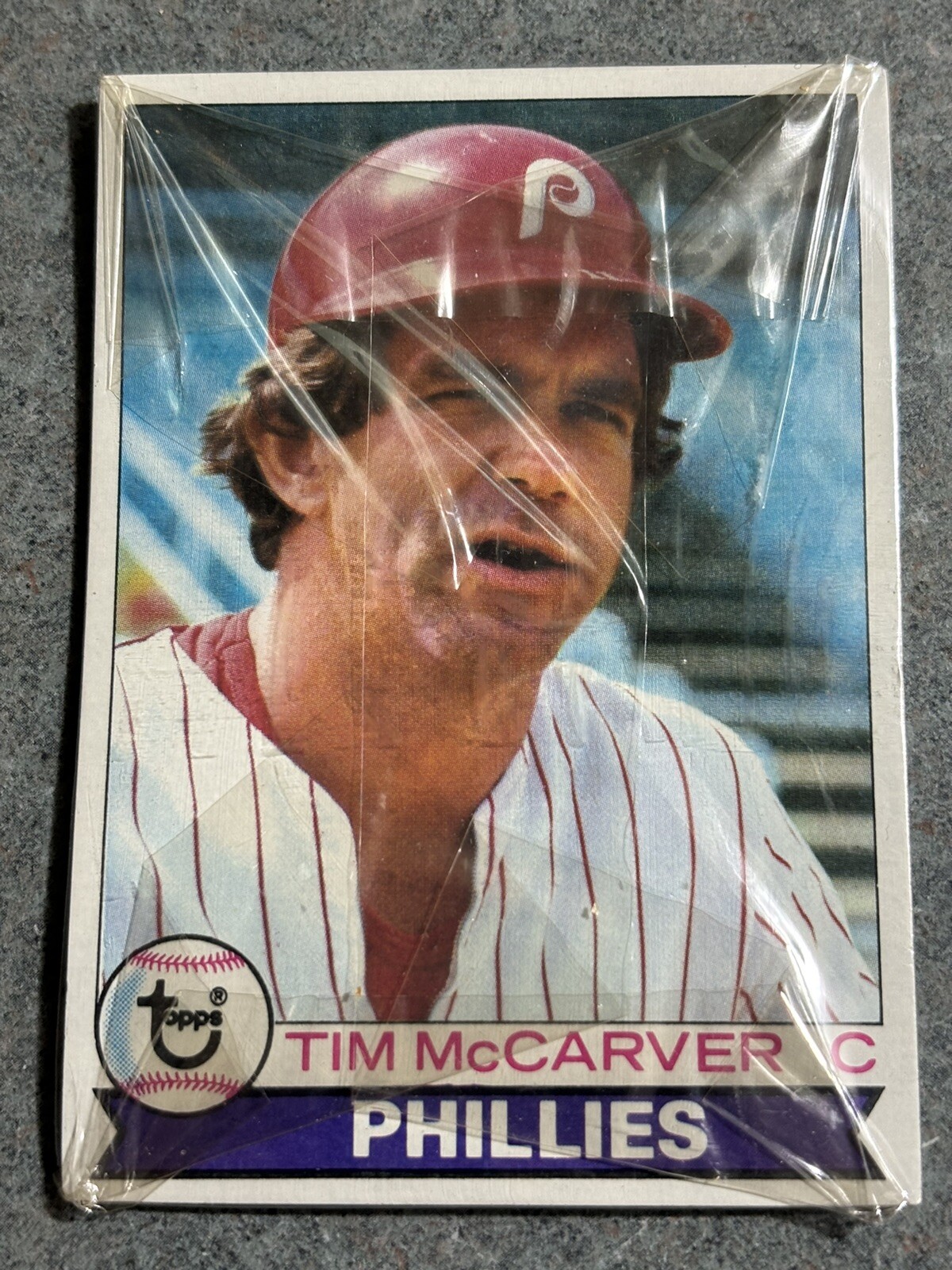 1979 TOPPS PHILADELPHIA PHILLIES BURGER KING CELLO PACK TIM MCCARVER SHOWING
