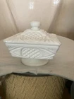 Vintage Viking Glass 5 Inch Milk Glass Candy Dish With Lid Good Condition