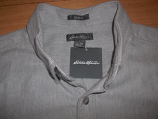 Eddie Bauer Size Medium Classic Fit Poplin Button Down Shirt GRAY Cotton NWTS 