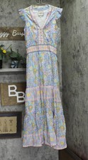 Bell Womens Silk Blend Annabelle Maxi Dress BELLSP25-1 Blue / Yellow Print M