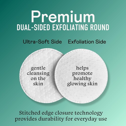 Dual-Sided Exfoliating Facial Pads - 80 Count Cotton Rounds for Cleanse & Care - Picture 8 of 12