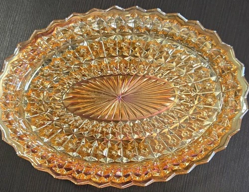 Jeanette Marigold Carnival Glass Platter - 11 1/2" Vintage