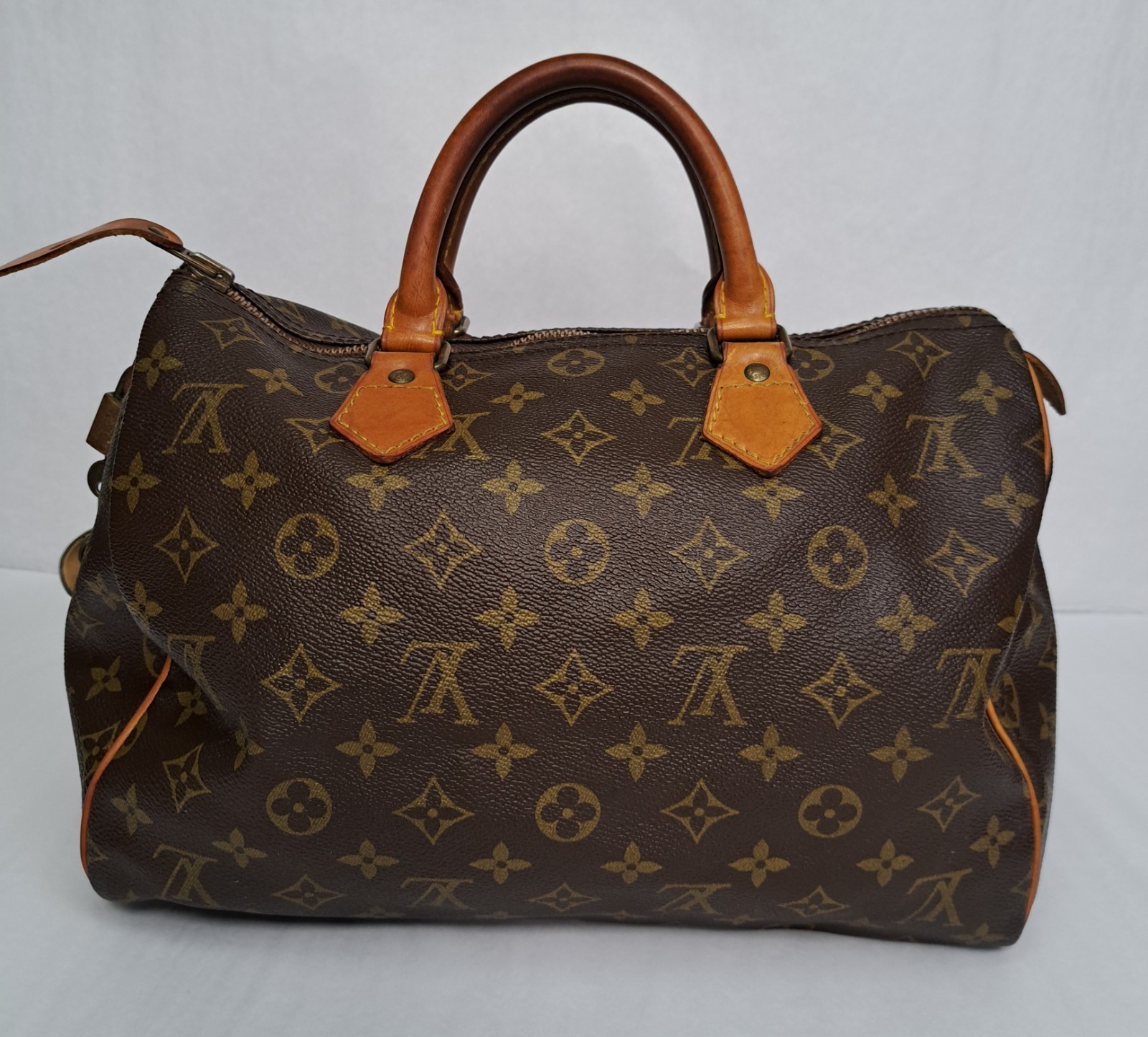 Vintage LOUIS VUITTON SPEEDY Monogram Brown Handbag Tote Bag Purse France