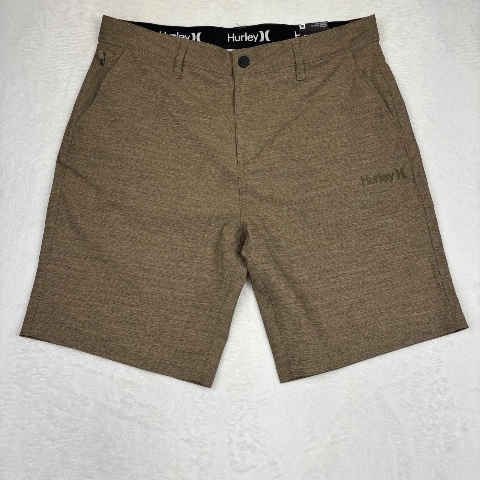 Hurley Mens Hybrid Walks shorts Brown Heather Wash Swim Trunks Size 36 CB4-47