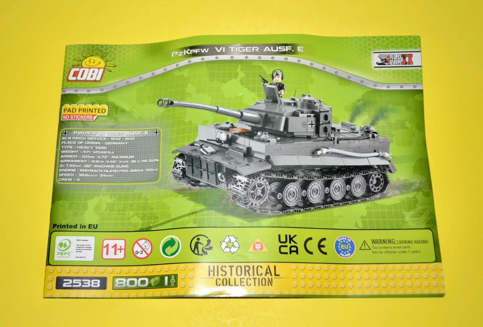 COBI WWII PZKPFW VI TIGER AUSF. E Tank Building Set #2538 w/ BRICKMANIA Figures - Image 3 of 4