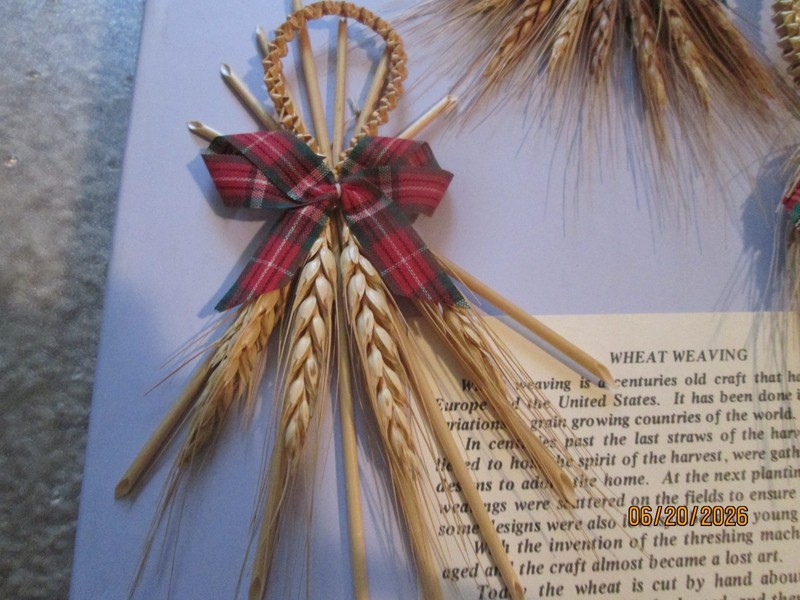 Vintage 3 handmade wheat wreath Christmas ornaments