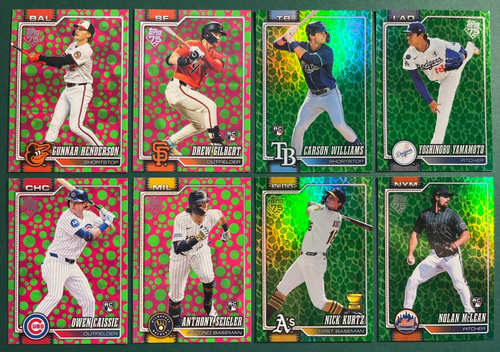 2026 TOPPS SERIES 1 HOLIDAY PARALLELS GREEN FOIL & POLKA DOT YOU PICK LIST - Picture 1 of 33