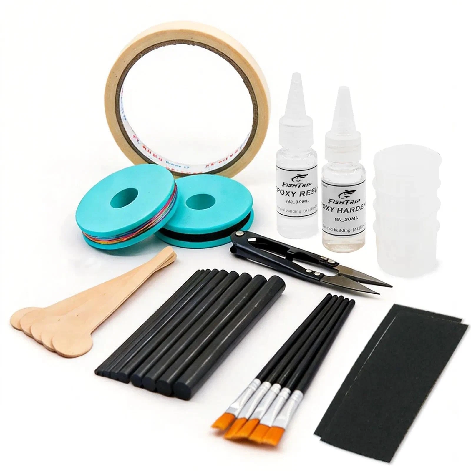 10pcs Carbon Fiber Rod Repair Kit Waterproof Epoxy Wrap Thread for Fishing Rods