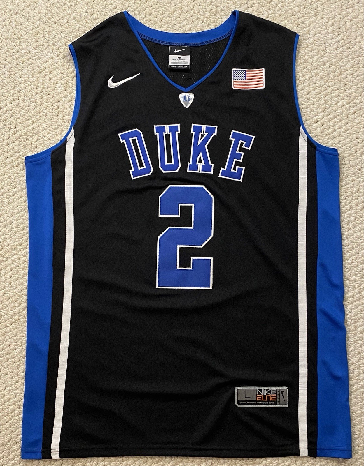 Duke Blue Devils Nike Elite Large Basketball Jersey #2 Reddish Black & Blue