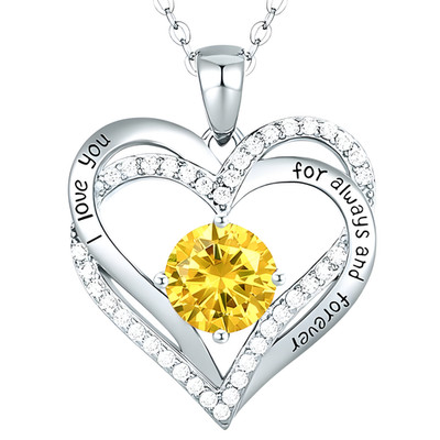 Love Heart-Shaped Zircon, Engraved  Love You Forever  Trendy Heart-Shaped B267