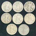 1917 D/S Walking Liberty Half Dollar OBVERSE MINTMARK 50c Silver Coins LOT OF 8