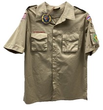 Boy Scouts of America Uniform Adult Size Large Button Up Short Sleeve Shirt Tan
