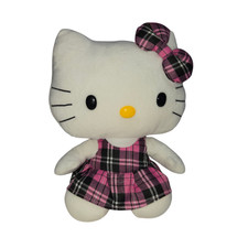 Ty Beanie Buddies Hello Kitty Plush Pink Black Plaid Dress 9 Inch