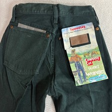 Vintage Wrangler Cowboy Cut 14MWZ Tapered Leg Jeans Women 1x34 Green Made in USA