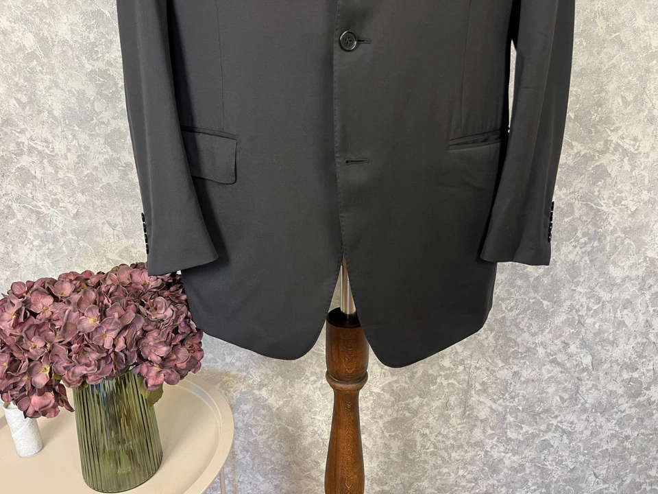 Canali Black Solid Wool 120'S 2 Piece Italian Formal Suit 44, EU 54 W37 L31 - Image 4 of 4