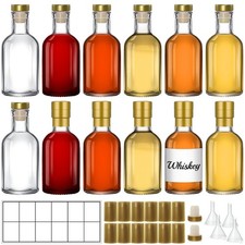 12 Pack Clear Glass Bottles 3oz/100ml with T-Top Cork Stoppers - Perfect for Cra