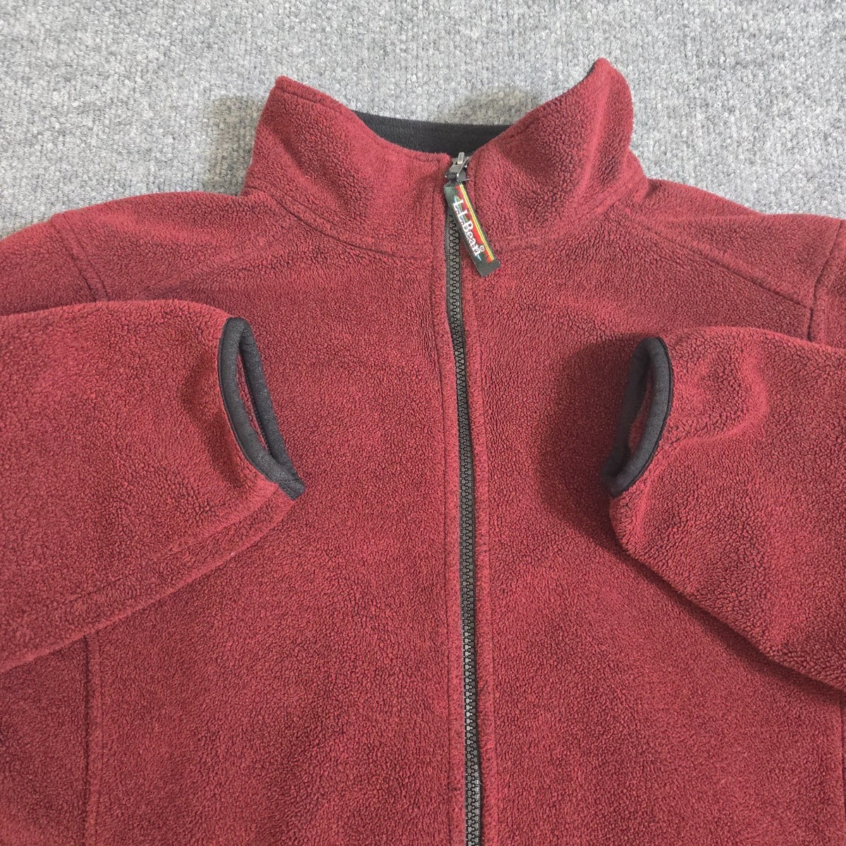 VTG LL Bean Deep Pile Fleece Polartec Full Zip Jacket Burgundy Red