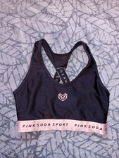 Size 8  - Black & Pale / Rose Pink - By Pink Soda Sport - Sports Bra