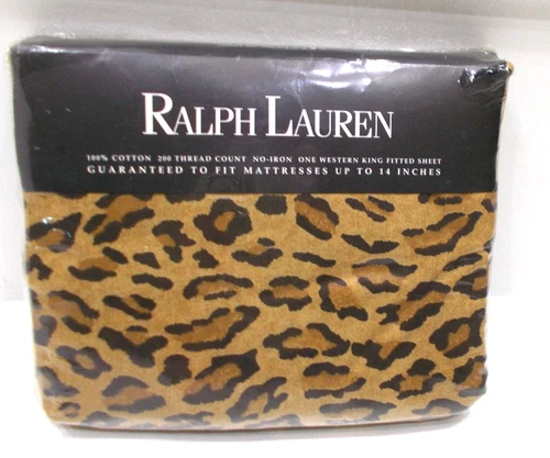 NEW Ralph Lauren Aragon Leopard  Cal King Fitted Sheet Guinevere Medievel 14"