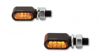 HIGHSIDER CNC Universal LED Blinker LITTLE BRONX, schwarz, getöntes Glas, Paar