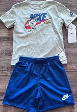 NWT Nike Little Boys 6 Royal Blue/Gray/Red/White BASEBALL Shorts Set 6