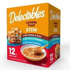 Delectables Lickable Cat Treats Stew Variety Pack, 12 Count 16.8 oz.