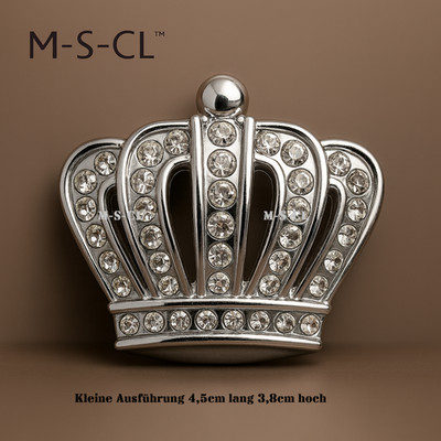 3D Krone Strasssteine Silber KFZ Metall Aufkleber Queen Royals Logo Luxus 4,5cm