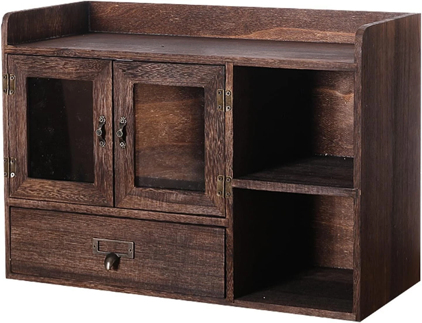 Stylish Wooden Kitchen Drawer Organizer with Glass Door & Coffee Caddy