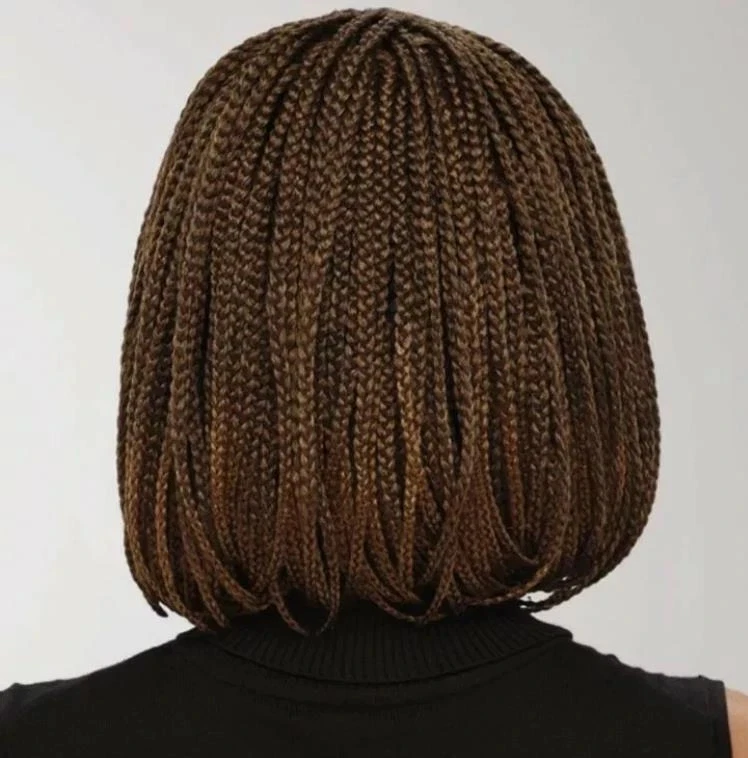 Модный короткий Боб коричневый коробка заплетенный парик с челкой синтетические волосы вечеринки - Изображение 3 из 3