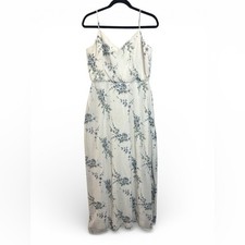 Vow'd Floral Chiffon Maxi Dress M Blue White Adjustable Straps Bridal Guest